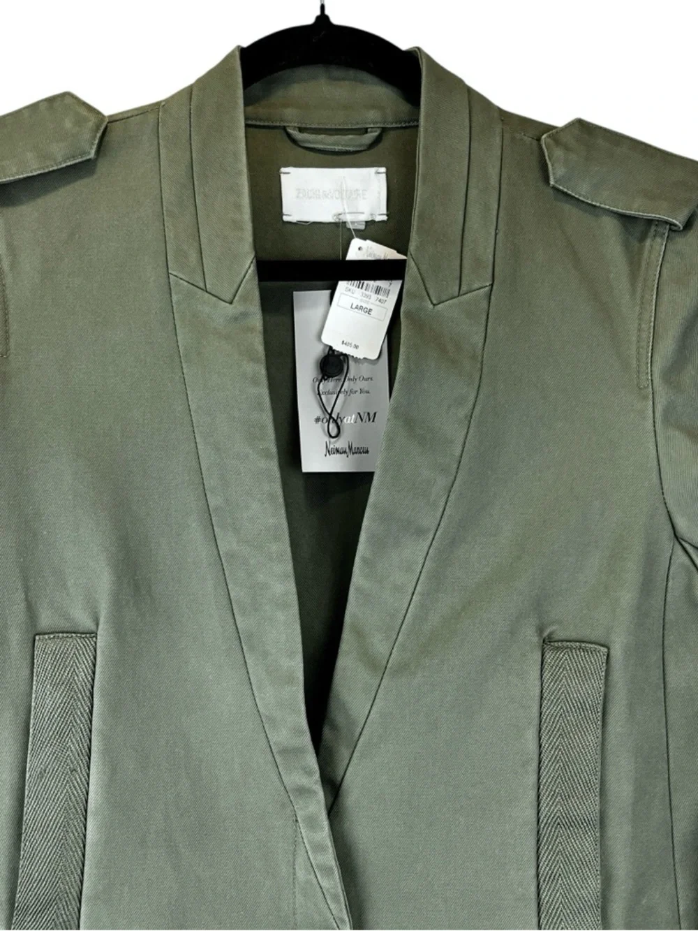 Zadig & Voltaire Vedam Bis Military Green Skull Cotton Utility Jacket Flaws Sz L - Picture 5 of 15